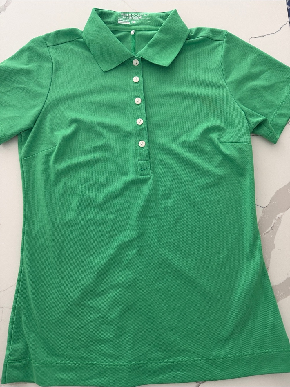 Nike Green Short-Sleeve Button-Down Polo